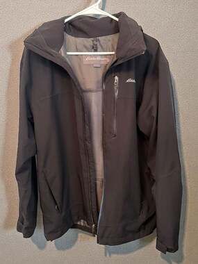 Eddie Bauer Men's Cloud Cap Stretch Rain Jacket Softshell Black Size Small